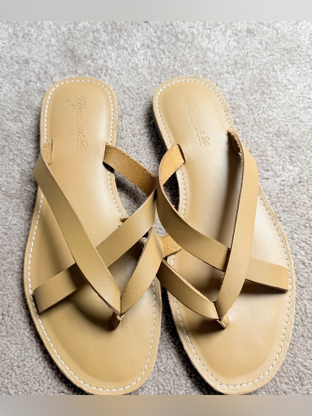 Madewell Tan Crisscross Leather Slide Sandals Sz 8